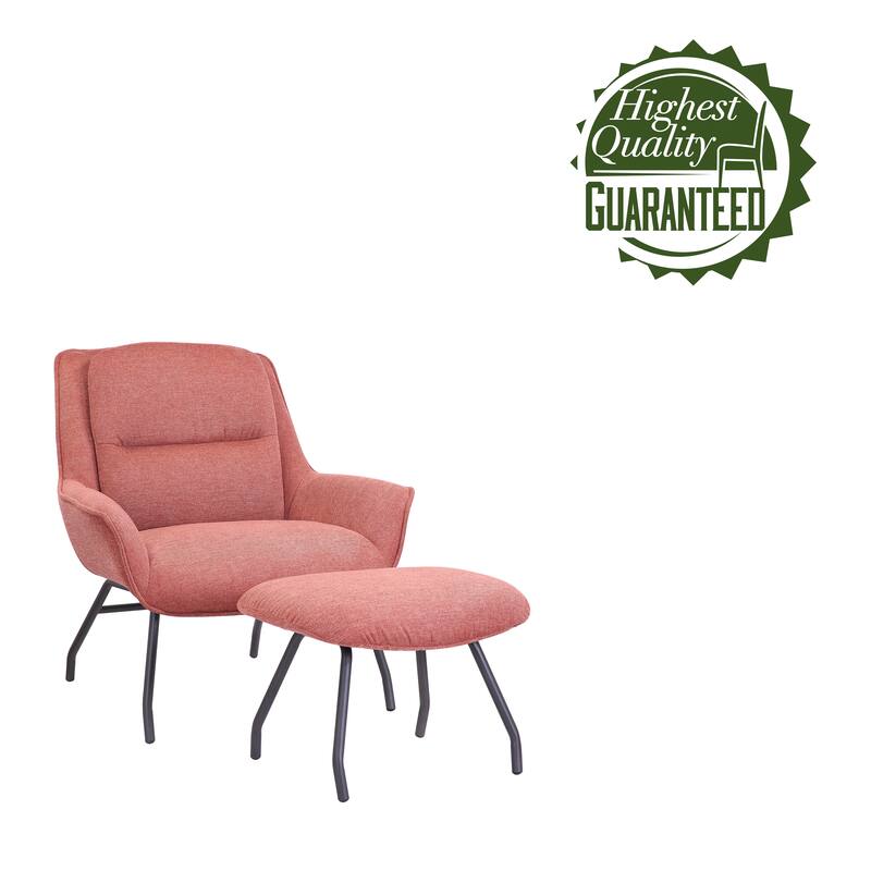 Porthos Home Alson Fabric Accent Chair and Ottoman Set with Steel Legs