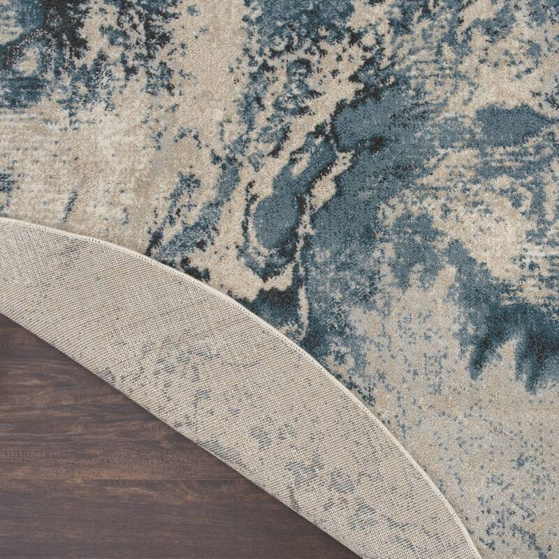 Kaloq Power Loomed Geometric Abstract Modern Non Skid Stain Resistant Area Rug By HomeRoots - 63' X '63' X '0.5
