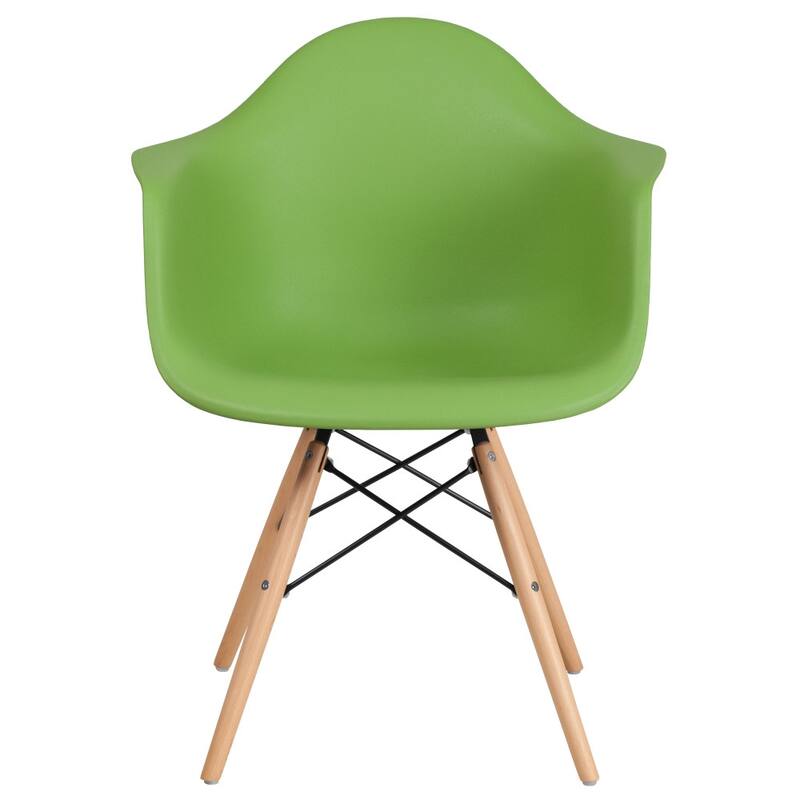 Plastic Chair with Arms and Wooden Legs