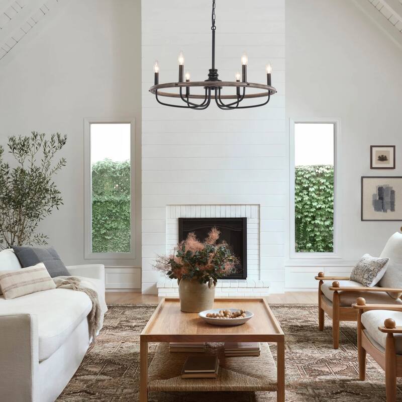 6-Light Candlestick Hanging Linear Foyer Chandelier Lighting Fixture for Dining Room Kitchen Island