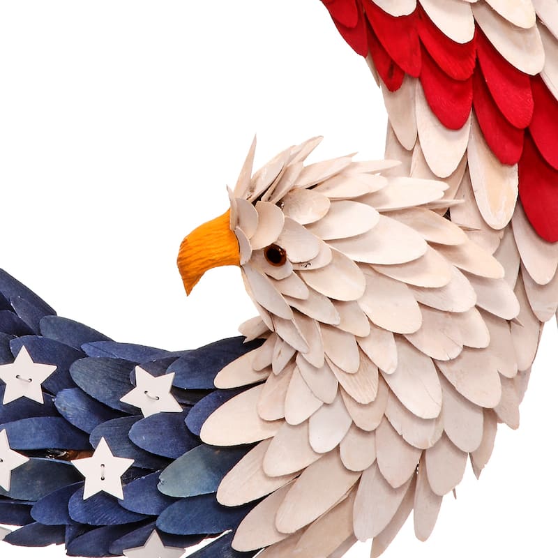 20" Woodchip Eagle Head Wreath