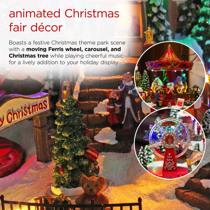 Alpine Corporation Christmas Winter Wonderland Set with LED Lights and Music