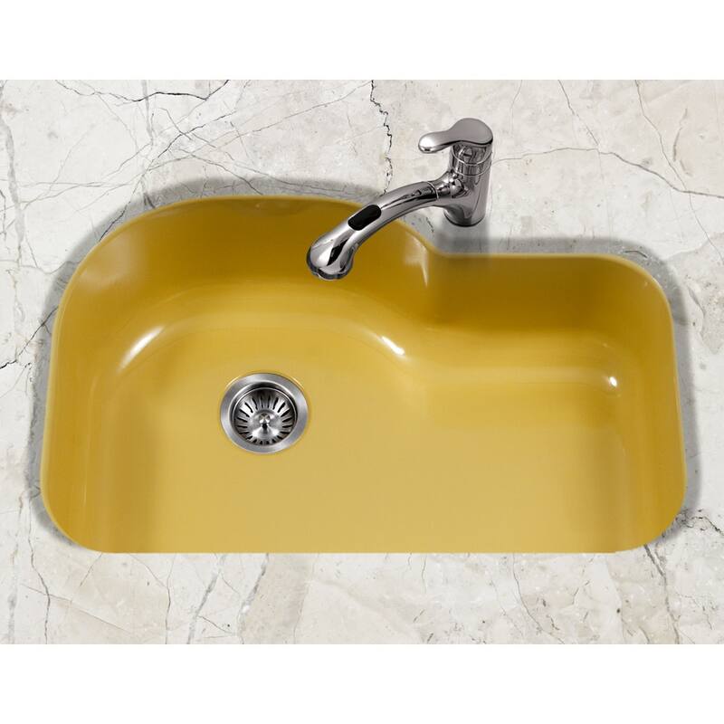 Houzer Porcela 31-1/4" Single Basin Undermount Porcelain Enameled