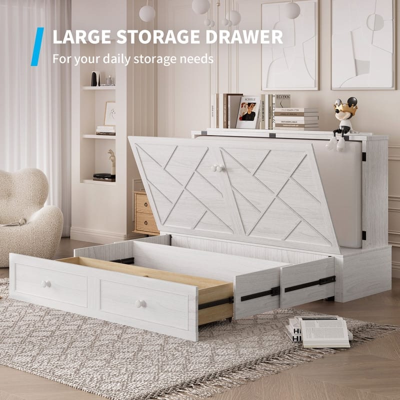 Mixoy Murphy Bed Chest with Mattress and Storage