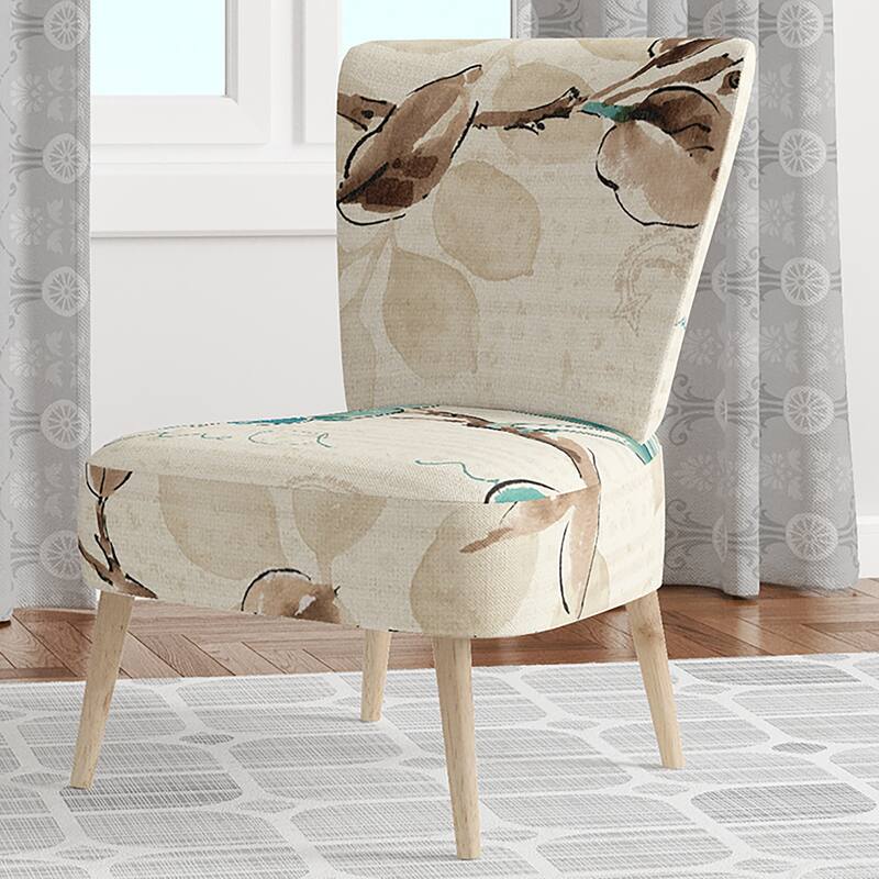 Designart "Beige Bird Wings" Upholstered Cottage Accent Chair - Arm Chair