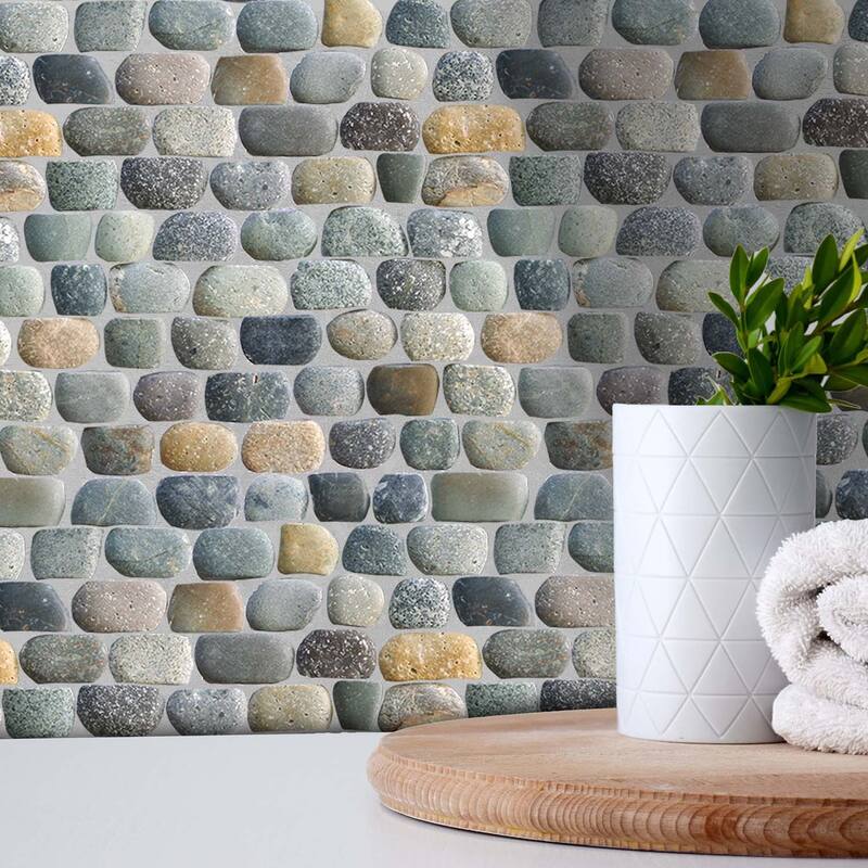 Strip Mix Pebble Mosaic Tiles for Backsplash Kitchen and Bathroom Wall (10.5" X 12") 5 tiles per case - Case (5 Tiles)
