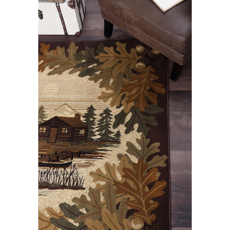 Natural Lodge Novelty Graphic Indoor Area Rug