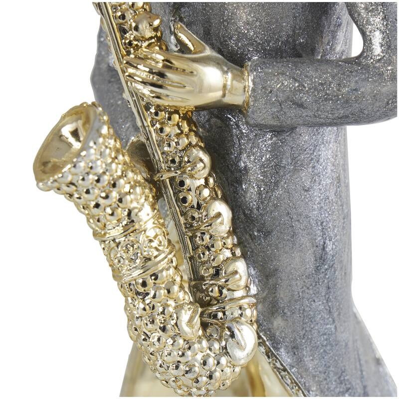 Resin Musician Decorative Sculpture with Accordion and Saxophone - Set of 2 Gold - Roche River Decor