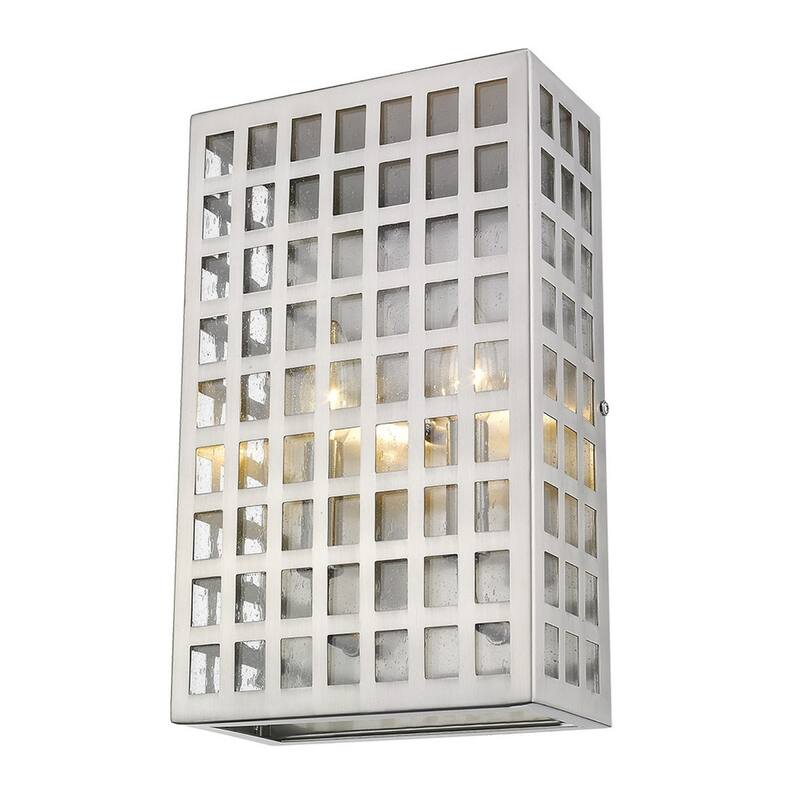 Steel LED Wall Light with Seedy Glass and Flush Mount - 4” x 8” x 13.25” (D x W x H)