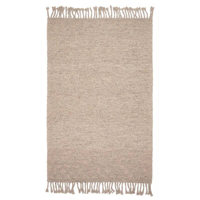 ECARPETGALLERY Braid weave Sienna Khaki Wool Rug - 5'0 x 7'9 - Khaki - 5'0 x 7'9