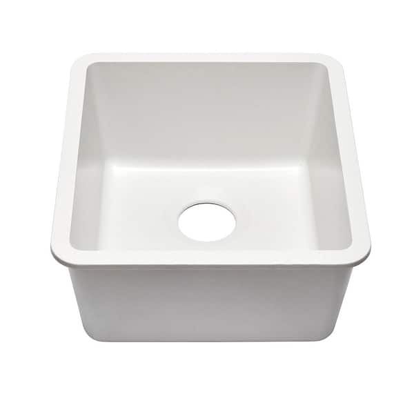 slide 2 of 9, 16 Inch Lexicon Platinum Quartz Composite Drop-in Undermount Single Bowl Galaxy White Kitchen Sink LP-1618-W-SO Galaxy White