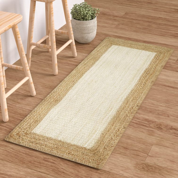 Jute Hand Braided Zigzag Stitch Natural Fibers Farmhouse Style Area Rug