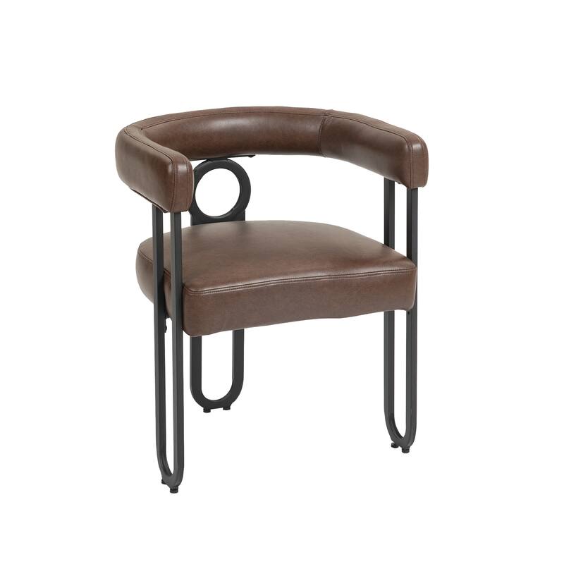Contemporary Chenille Fabric Dining Chair Barrel Side Chairs Kitchen Armchair for Living Room Set of 1