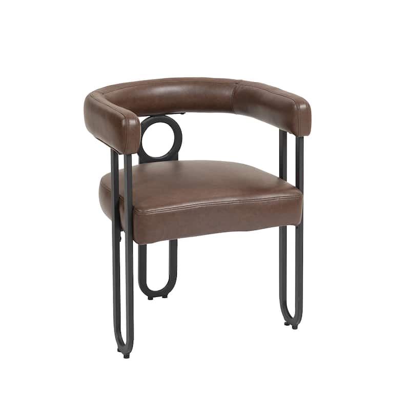 Upholstered Accent Chair Barrel Side Chair - Dark Brown