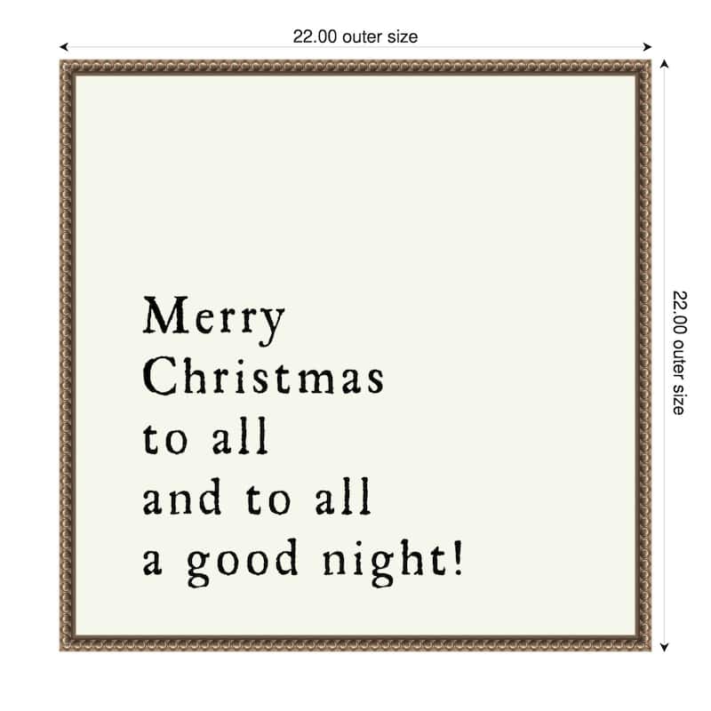 Merry Christmas To All by Amanti Art Portfolio Framed Canvas Wall Art Print - 22 x 22 in - Gold