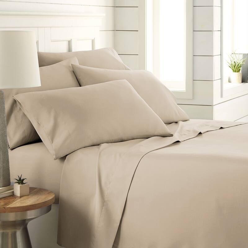 Vilano 6-piece Ultra Soft Extra Deep Pocket Bed Sheet Set - Sand - Split King