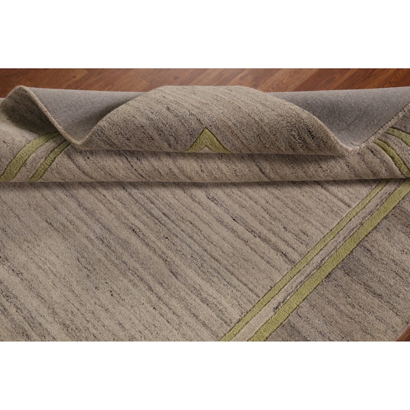 Contemporary Beige Gabbeh Indian Area Rug Hand-Tufted Wool Carpet - 5'3" x 7'7"