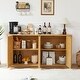 preview thumbnail 1 of 9, Boho Rattan Sideboard Buffet Storage Cabinet with Adjustable Shelves, Rounded Corners Buffet Cabinet Living Room Accent Cabinet Natural