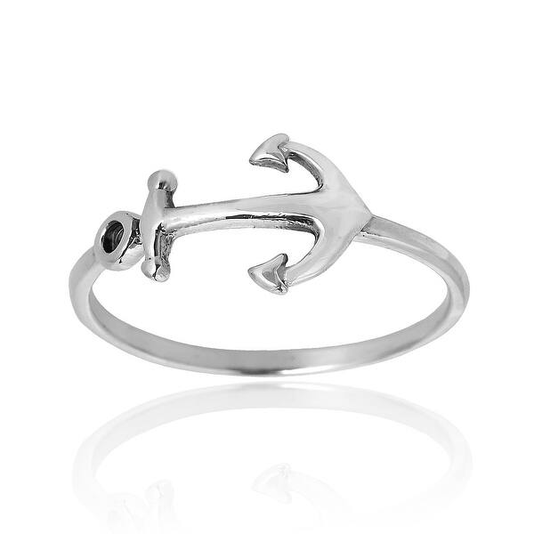 slide 1 of 7, Handmade Nautical Anchor of Hope Sterling Silver Ring (Thailand)