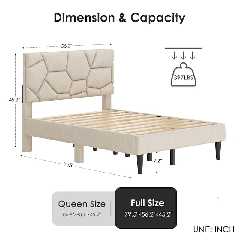 Full Size Platform Bed with Non-Slip Legs, Under-Bed Storage, and No Box Spring Required