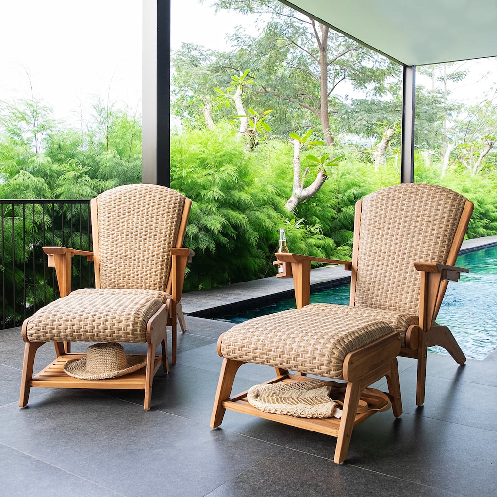 Cambridge Casual Camden Set of 4 Teak Outdoor Adirondack Chairs with Padded Seat