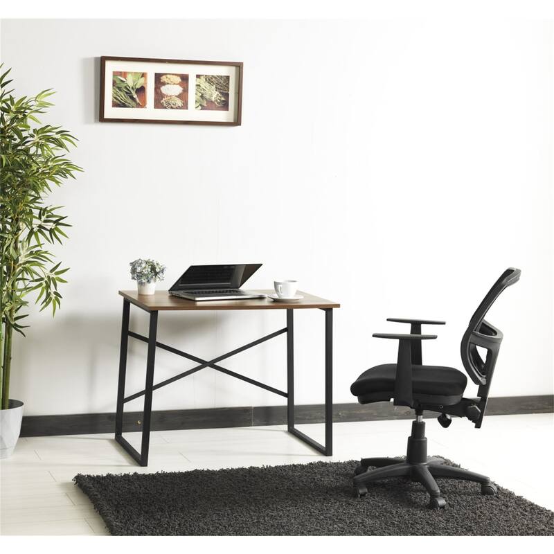 35 Inch Rectangular Computer Desk Modern Writing Desk with Metal Frame Study Desk Workstation for Living Room, Bedroom,Office
