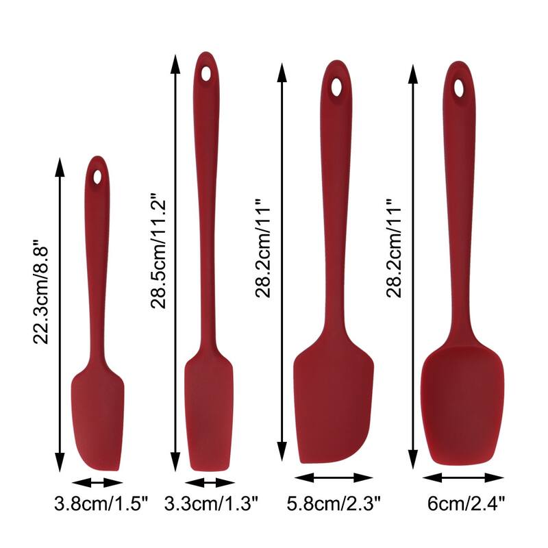 Silicone Spatula Set 4Pcs Heat Resistant Non Stick for Kitchen Cooking