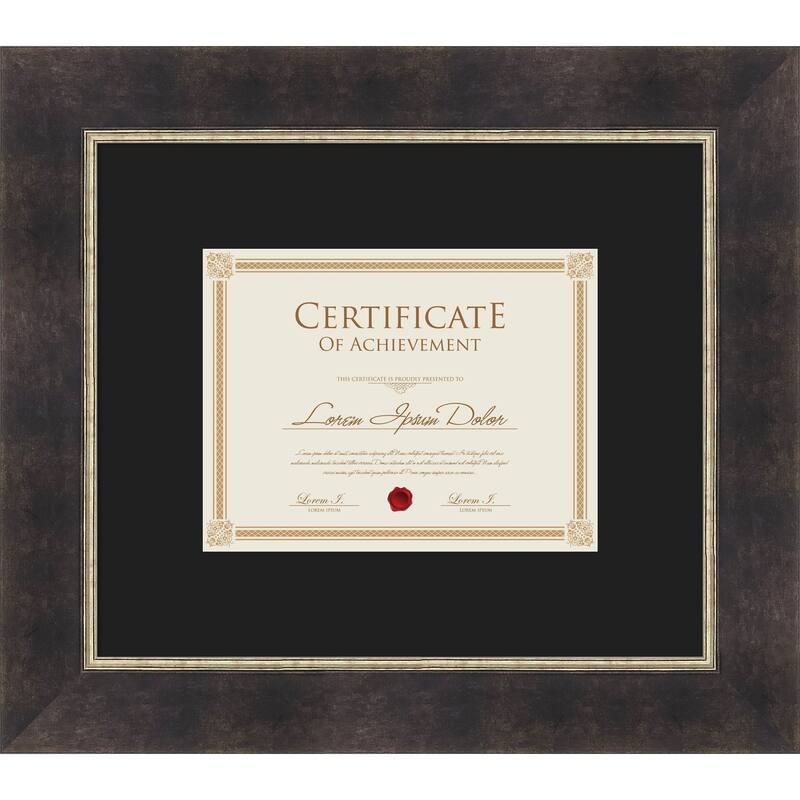 Odin Antique Bronze Picture Frame, Photo Frame - 17x14.5 Matted Black 11x9