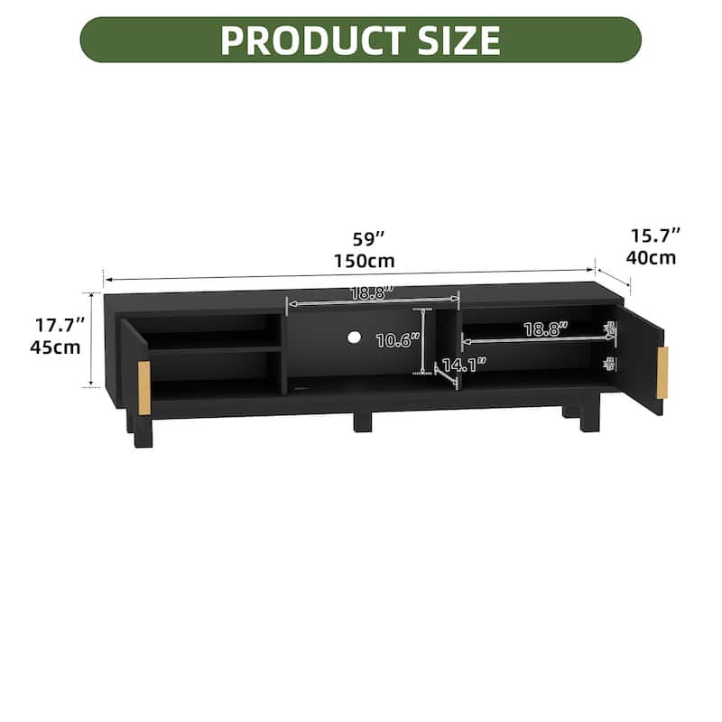 Moasis 59"W Fluted TV Stands for TVs up to 65 Inches, Entertainment Center with Power Outlets