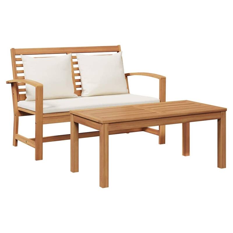 vidaXL Garden Sofa Set 2 pcs Natural Solid teak wood - 37.4 x 17.7 x 15.7