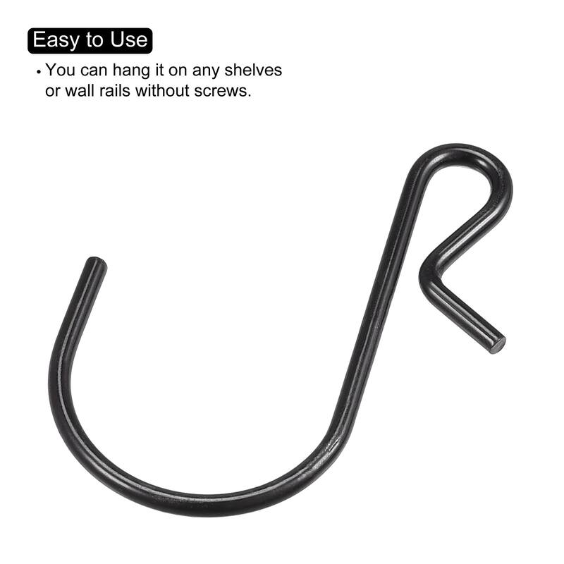 20pcs S Hanging Hooks 1.8 x 1 Inch S Shaped Hanger Black
