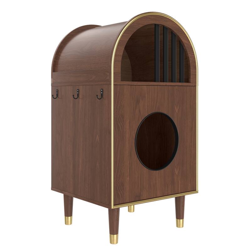 Cat Litter Box Enclosure , 2-in-1 Condo Cat Bed, Cat Shelter Furniture with Two-Level Cozy Haven for 2 Cats, Cute Kitty Condo