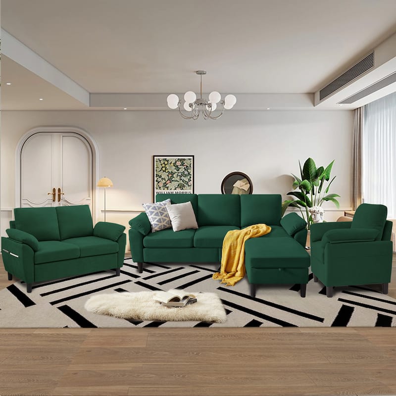 4-Piece Living Room Sectional Sofa Set with Loveseat and Chair