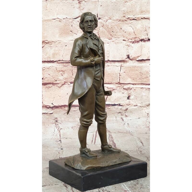 18Th Or 19Th Century Man Bronze Sculpture Statue Figure On Marble Base