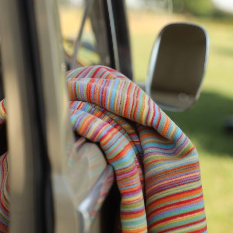 IBENA Cotton Rainbow Stripe Family Indoor/Outdoor Throw Blanket 'Rio'