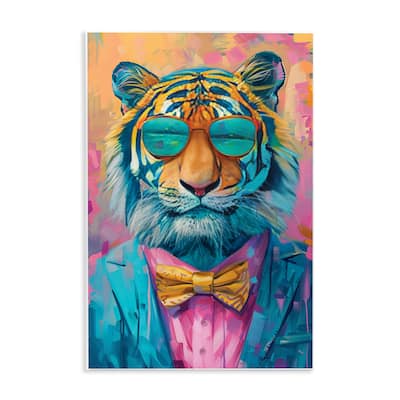 Stupell Smiling Snazzy Tiger Wall Plaque Art Design By LSR Design Studio