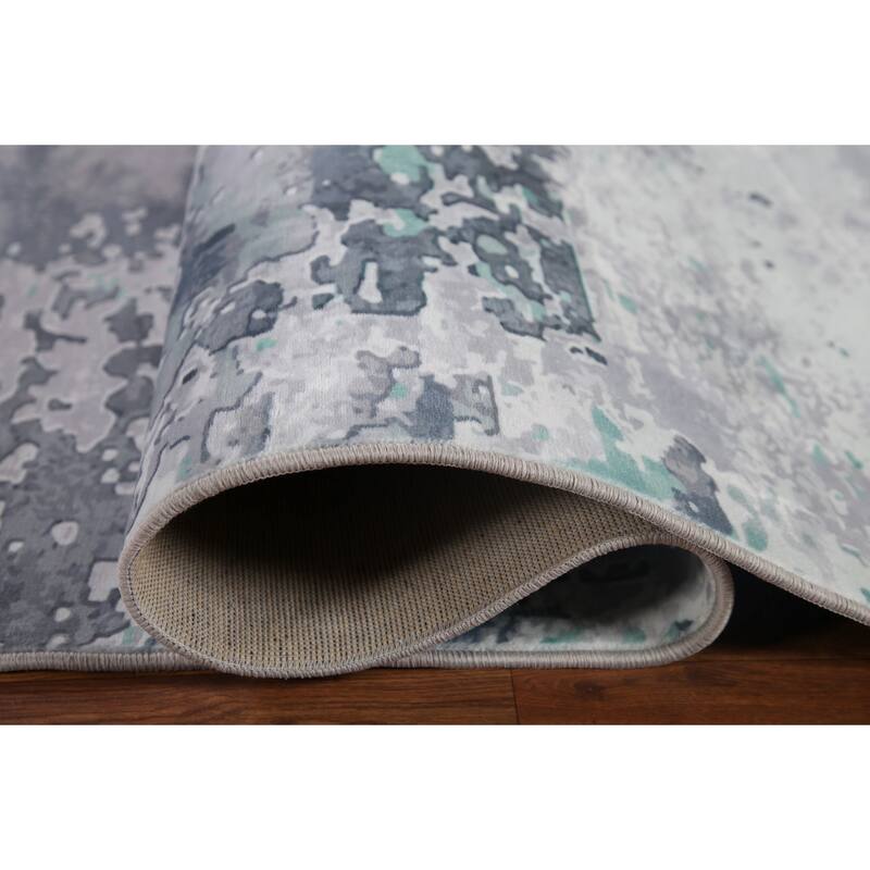 Abstract Contemporary Rug Washable Machine-Made Printed Oriental Chinese Carpet