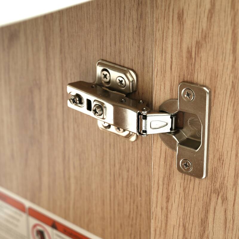 Small Bathroom Vanity with Sink, Freestanding Wooden Bathroom Cabinet, Storage Cabinet with Soft-Close Doors & Open Shelves