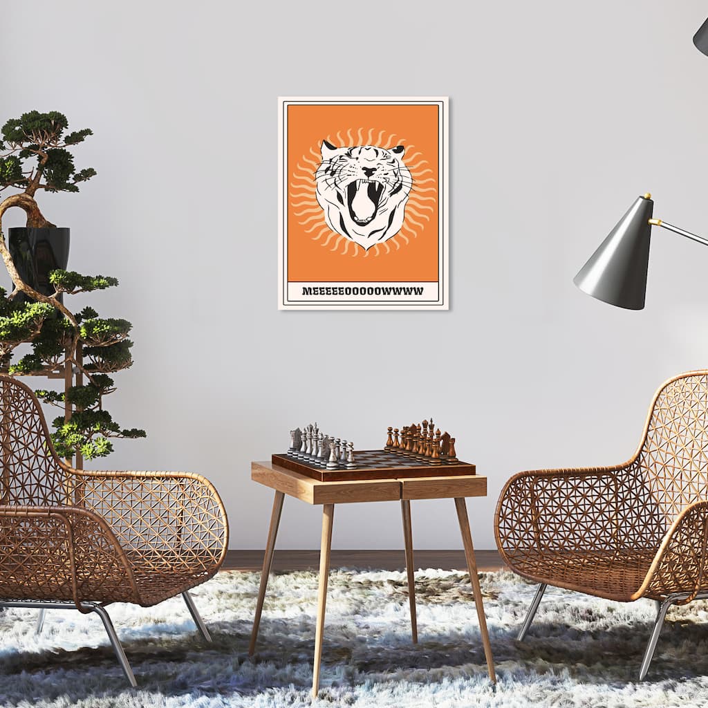 Wynwood Studio Canvas Animals Meow Answer Orange Modern & Contemporary Wall Art Canvas Print
