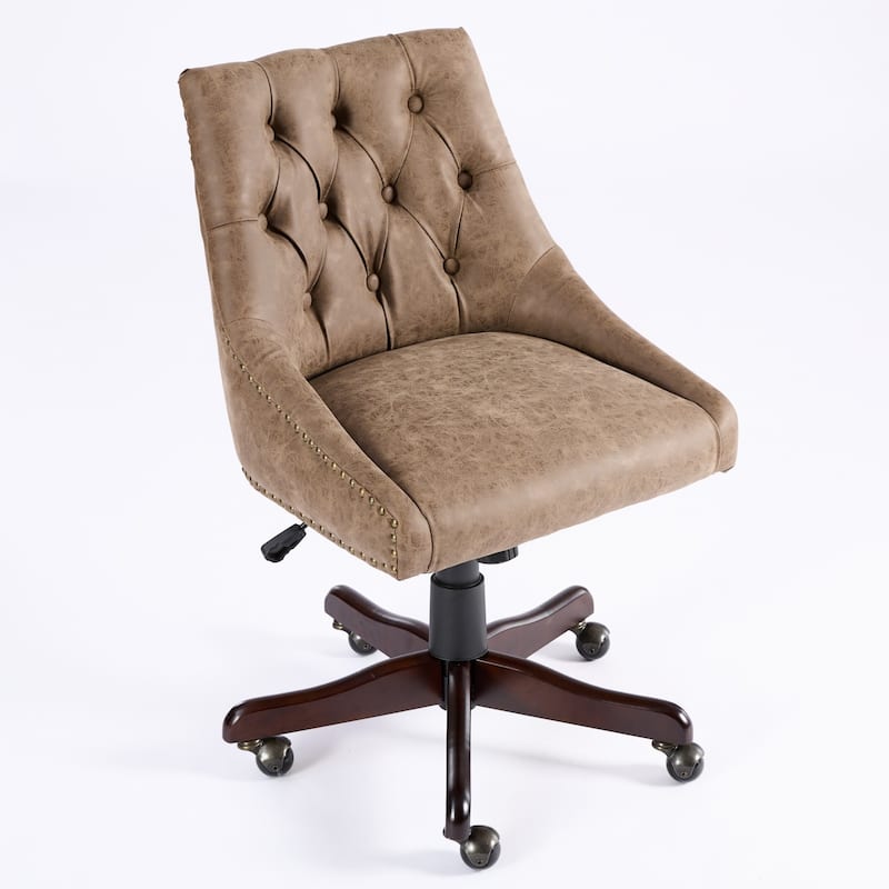 Sheepskin Home Office Chair with Lift, Swivel and Recline Functions