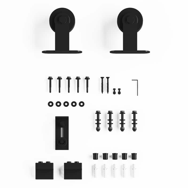 Mixoy Glass Sliding Barn Door and Hardware Included- Clear Tempered Glass,Aluminum Frame,Pre-Drilled,Soft Close