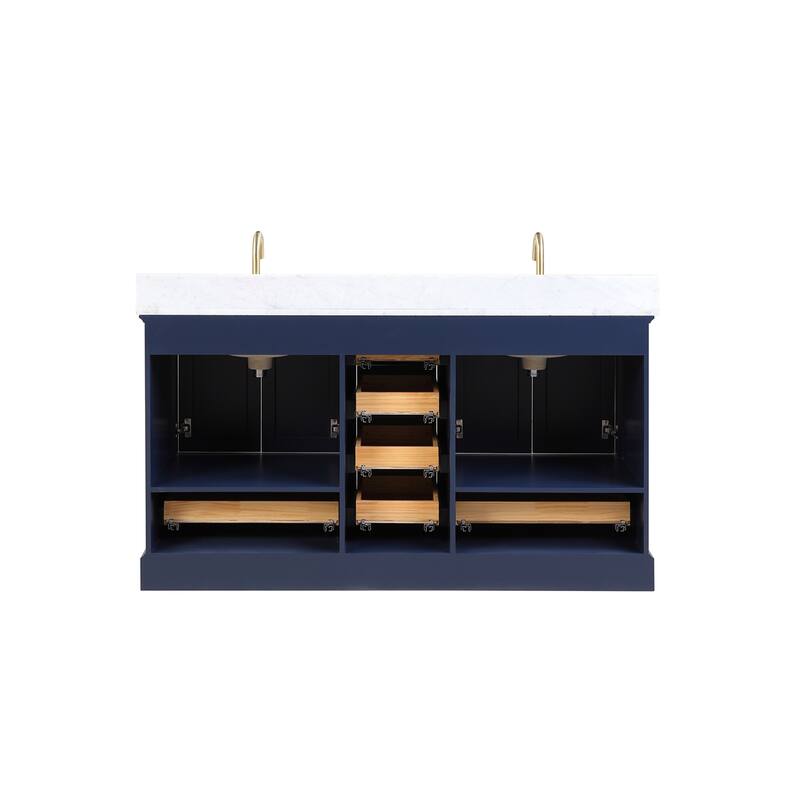 Blossom Copenhagen 60" Double Vanity with Marble Top, Sinks & Mirror