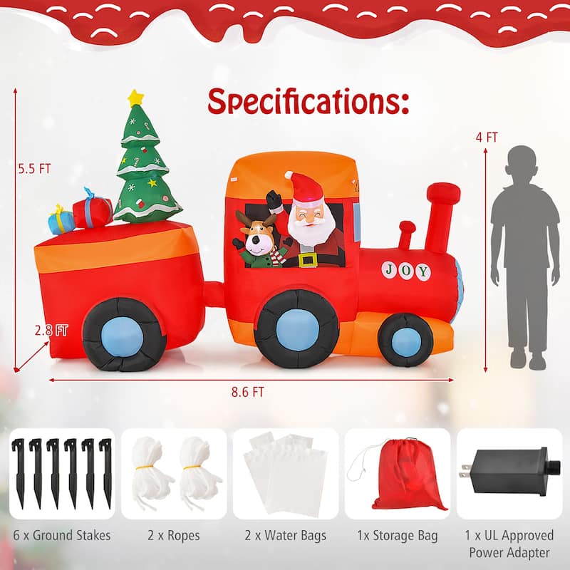Gymax 8.6 FT Long Christmas Inflatable Train Inflatable Yard - See Details