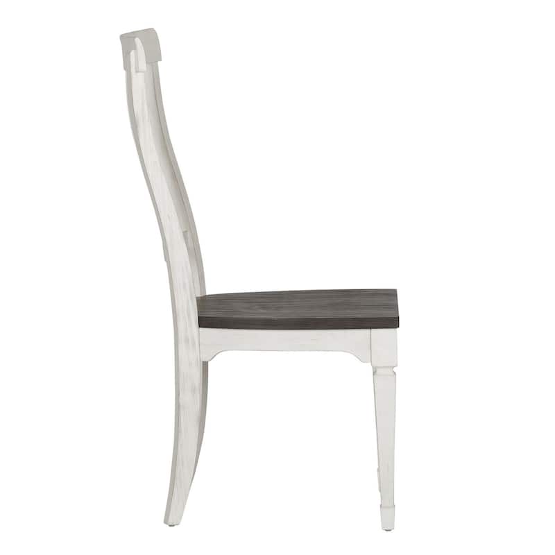 Allyson Park Wirebrushed White Slat Back Side Chair (Set of 2)