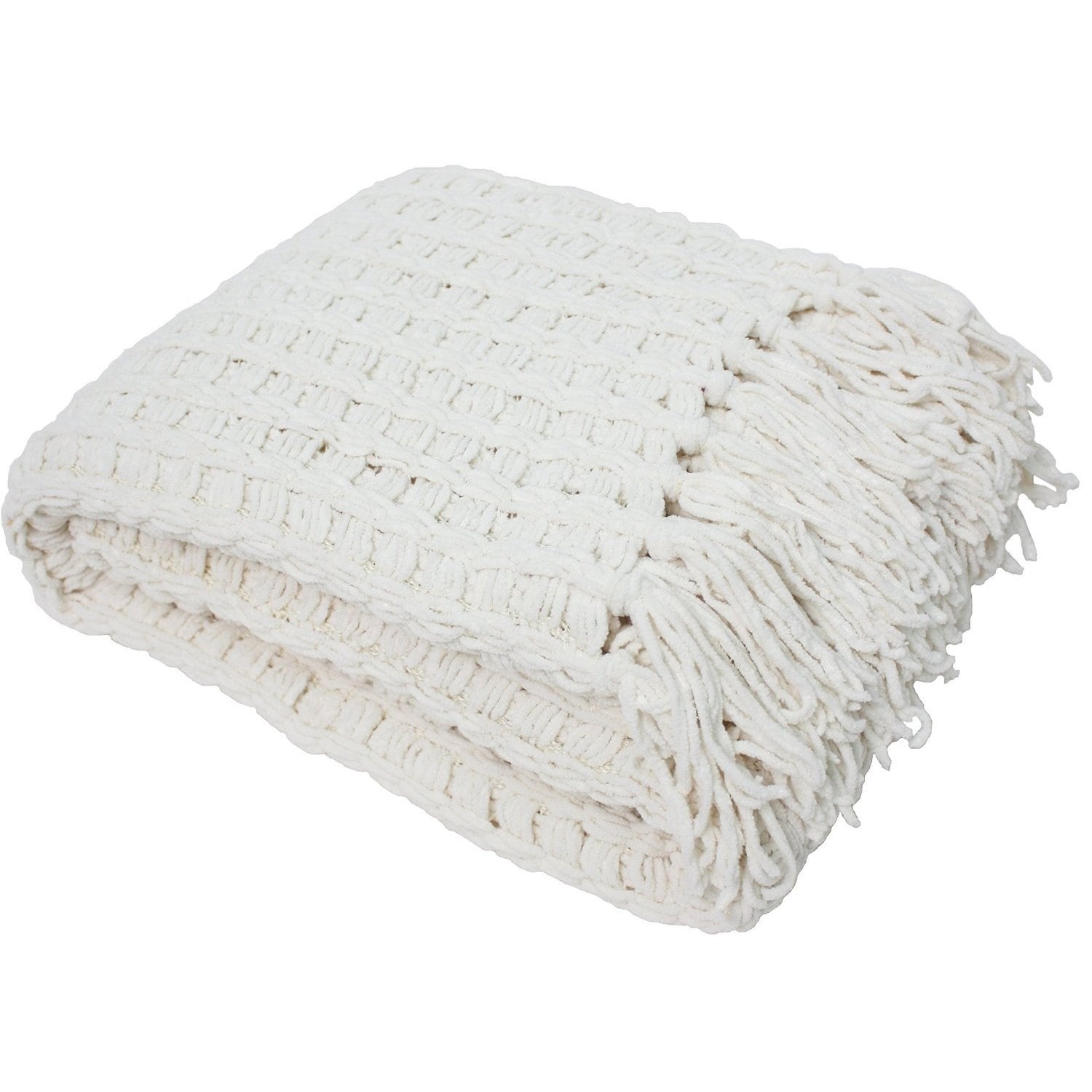 J M Home Fashions Luxury Chenille Throw with Tassels On Sale