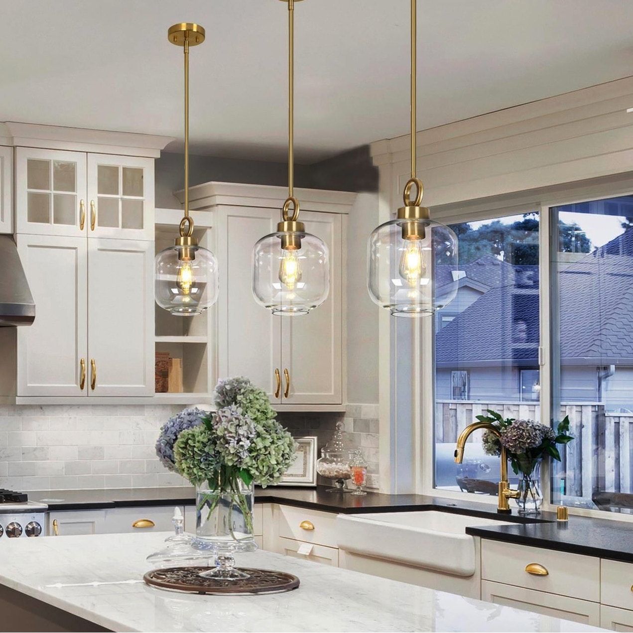 Cavitt Mid-century Modern Unique Pendant Lights Farmhouse Glass Kitchen Island Lighting