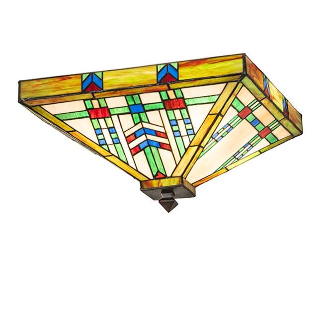 Meyda Tiffany 260372 Prairie Wheat 4 Light 24" Wide Semi-Flush Ceiling - Mahogany Bronze