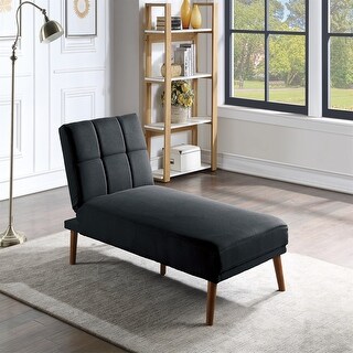 Blue Grey Polyfiber Adjustable Chaise Bed Living Room Solid Wood Legs ...