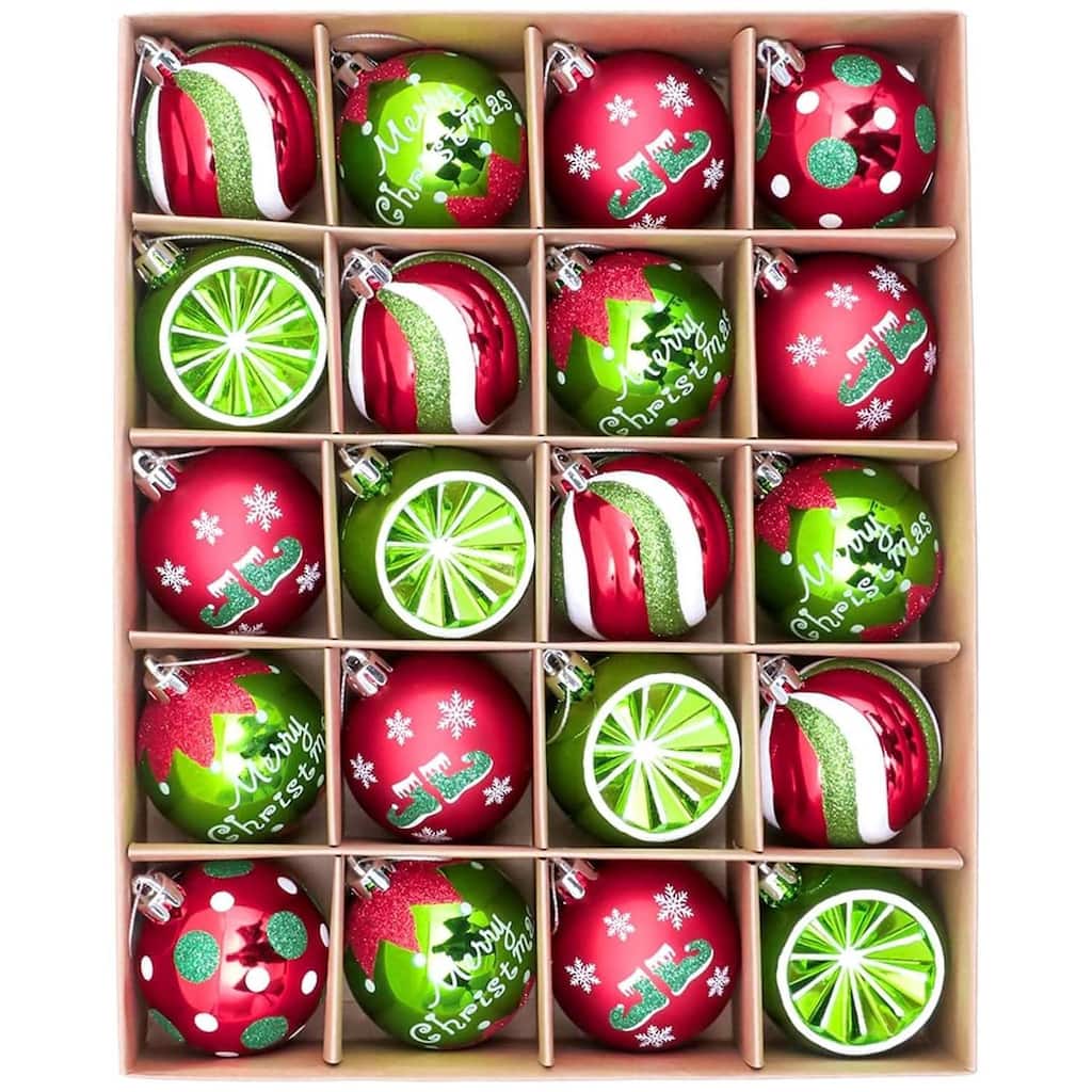 20PCS 2.36in Decorative Christmas Balls Ornaments for Xmas Tree Decor - N/A
