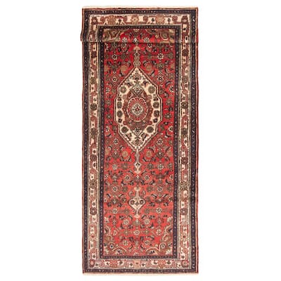 ECARPETGALLERY Hand-knotted Andelz Red Wool Rug - 3'5 x 10'2